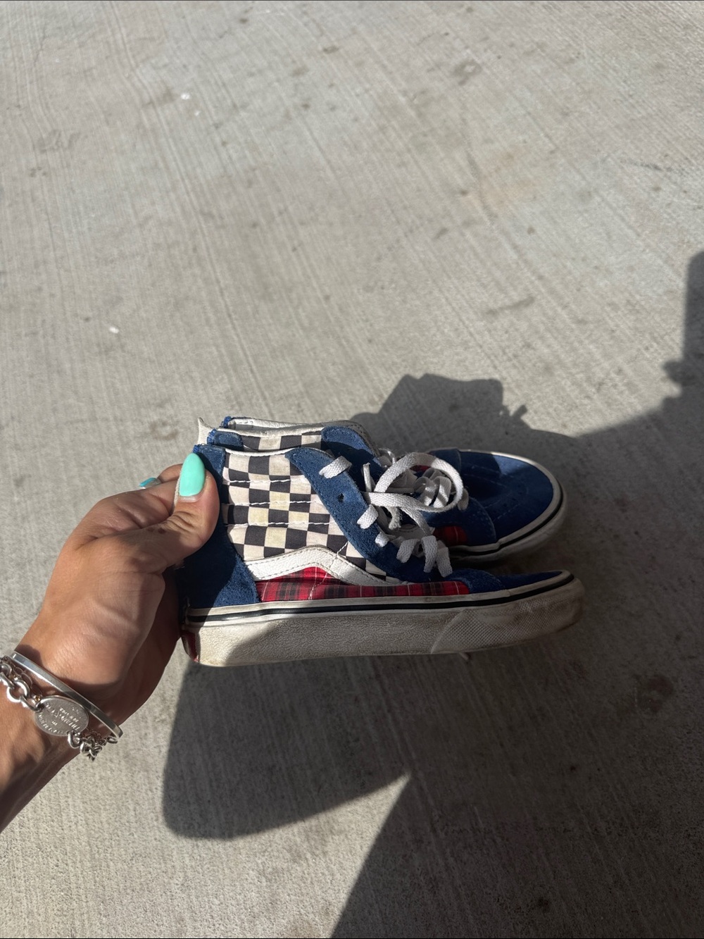 Vans Sk8-Hi High Top Sneakers in Blue, Black, Red